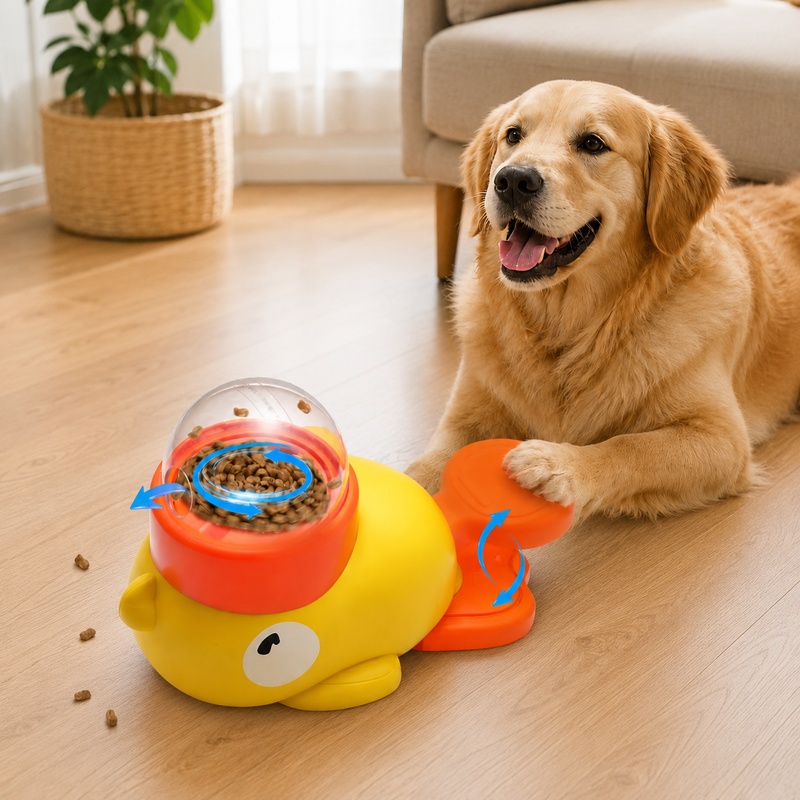 Dog Puzzle Feeder Toy - 만화 오리 모양의 인터랙티브 애완동물 훈련