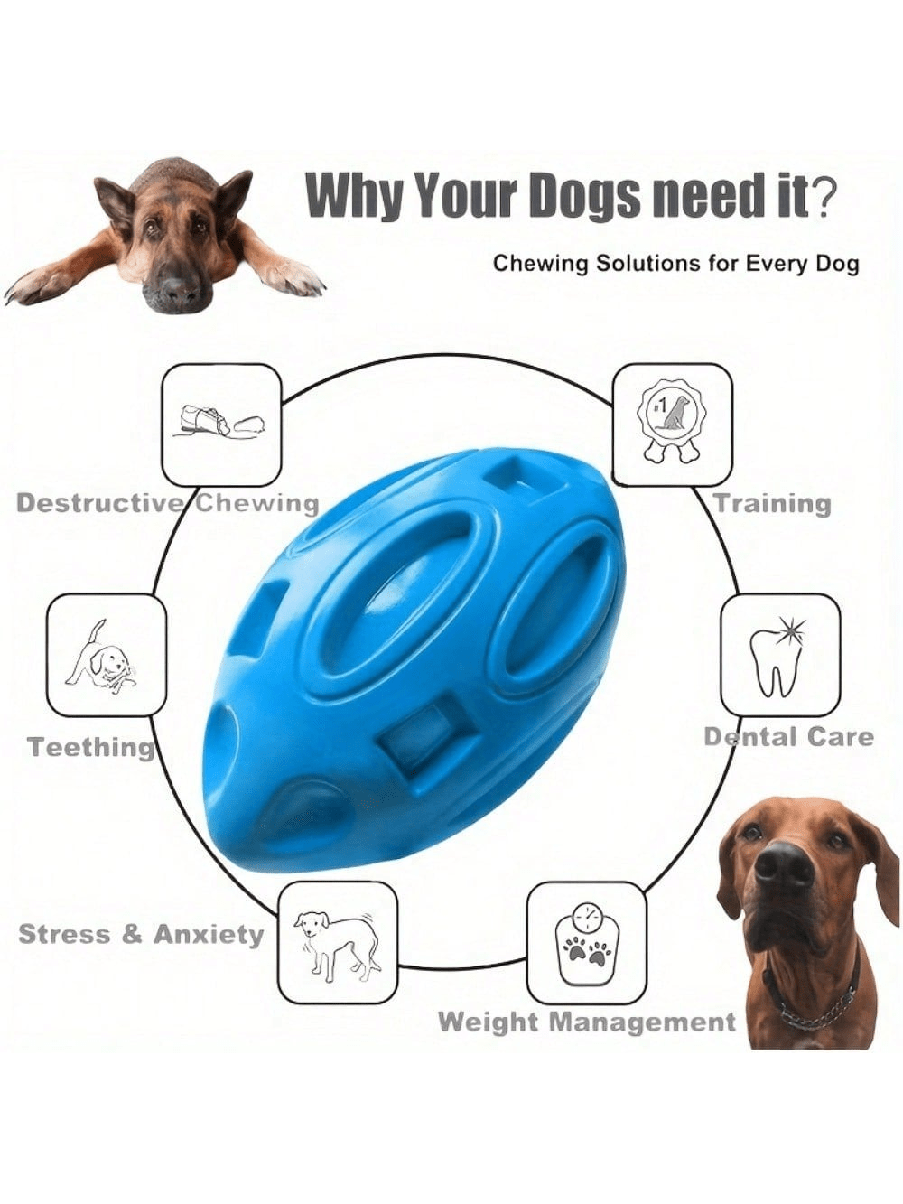 1PC 파괴 불가능한 삑삑이 럭비공 강아지 씹는 장난감 - Indestructible Dog Chew Toy 리뷰 및 가격